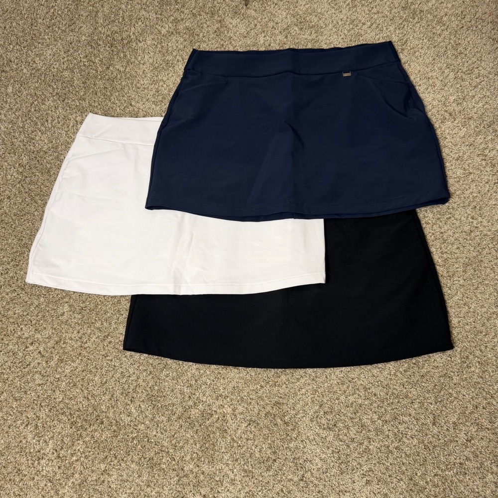 Greg Norman PlayDry Golf Skorts Bundle 3 Pack Navy Black White Womens XL